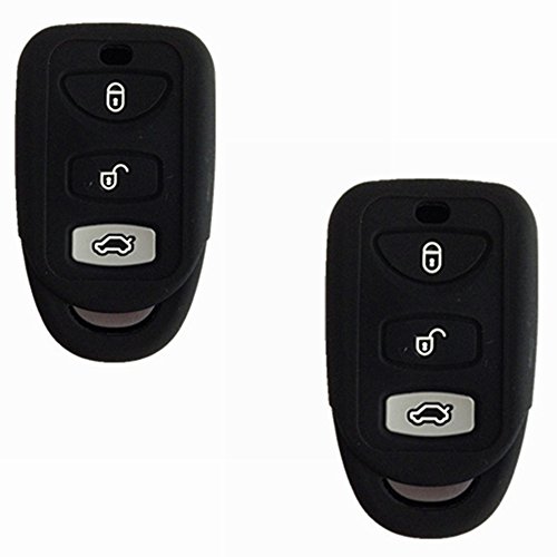 Silicone Fob Skin Cover Key Jacket Key Protector Keyless Entry Fob Remote Key Fob for Hyundai Tuscon Accent Elantra Sonata I10 Santa Fe KIA Cerato Forte Smart Remote Key Case Fob 3bts (2pcs black)