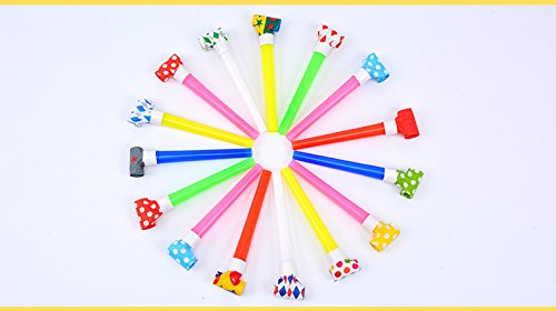LONG7INES 50 Pcs 4.3Inch Funny Party Blowouts Blowers-Noisemakers Whistles for New Year Party Birthday, Random Colors Multicolored Funny Party Supplies