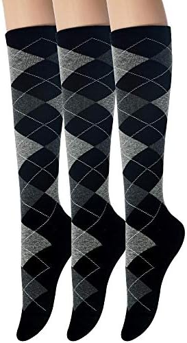 Sockstheway Womens Casual Knee High Socks - Heart Argyle Vintage Loepard Pattern Style