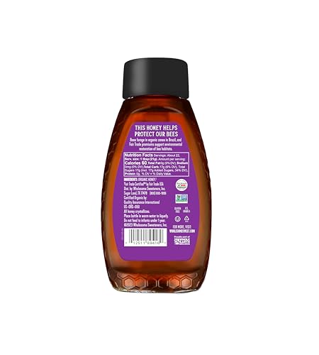 WHOLESOME SWEETENERS 16-OUNCE ORGANIC HONEY BOTTLE, 100% PURE, FAIR TRADE CERTIFIED, NON GMO PROJECT VERIFIED & GLUTEN FREE, 1 PACK