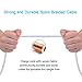 ZTeanok YYY39 Nylon Braided Cable Charger for iPhone 7/7 Plus/6/6 Plus/6S/6S Plus, SE/5S/5, IPad, iPod Nano 7, 10'/3 m -Silver - 2 Piece