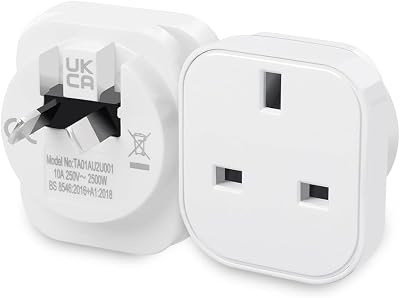 SHUOMAO 2-Pack UK to Australia Plug Adapter Type I Travel Converter