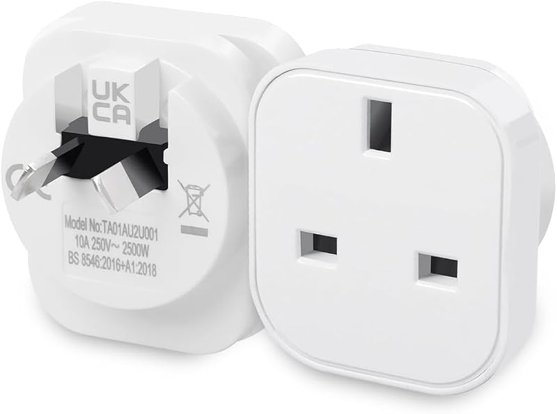 SHUOMAO 2-Pack UK to Australia Plug Adapter Type I Travel Converter