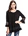 Meaneor Women Casual Boho Lace O-neck 3/4 Sleeves Shirt Blouse Top S-XXL