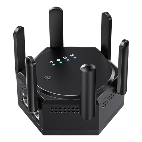 1200Mbps Dual Band (5GHz/2.4GHz) WiFi Extender Signal Booster,WiFi Repeater Covers Up to 12880Sq.ft and 60 Devices,Internet Booster with Ethernet Port for Home Wireless (Black)