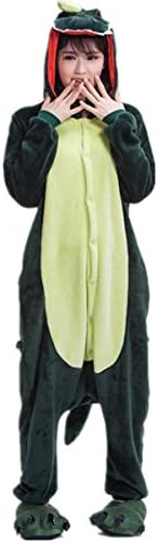 Adult Green Dinosaur Pajamas Sleepsuit Costume Cosplay Lounge Wear XL