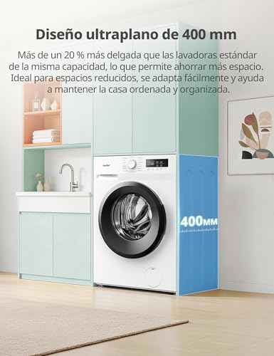 ' Máquina de lavar 6kg, Ultra Slim 40cm, Classe A-10%, 1200RPM, Desinfetante a Vapor, Cuidados para Bebés, Motor BLDC com Inversor, 16 Programas, Branco–CFP01EW60W