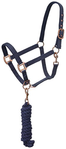 Tough 1 Tough-1 Neoprene padded Halter with Antique Hardware Lead Set, Blue/Navy