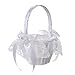 Wedding Flower Girl Basket lace Ribbon jewels Decor Sweet Romantic Basket Ivory for Elegant Wedding Ceremony by Eamall
