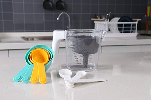 9 Piece Measuring Cups and Spoons Set, Stackable Kitchen Measurement Tools, Dry, Wet and Liquid Use, Baking and Cooking Support