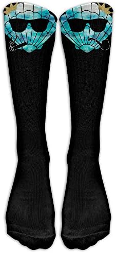 Galaxy Mermaid Crwon Glass Adult Crew Mid Calf Ribbed Boot Sock