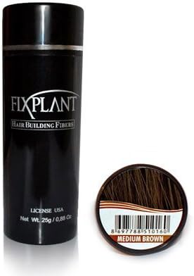 FIXPLANT Keratin Hair Building Fibers Medium Brown, Hair Loss Concealer. The 30 Second "HAIR TRANSPLANT" Regular Size 25 gm, 0.88 oz - Get Rid of Bald Spots in Seconds!