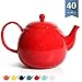Sweese Porcelain Teapot, 40 Ounce Tea Pot - Large Enough for 5 Cups, Red
