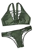 Cupshe Fashion Women's Olive Cross Bikini Set Beach Bathing Suit (S)