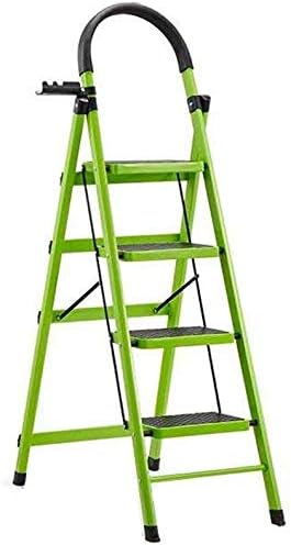 Byrhgood 4ステップは ラバーハンドグリップ150キロの容量を持つポータブル折りたたみ滑り止めをラダースツール 多機能の家庭用脚立49 76 145センチメートル セール特価 Color Green