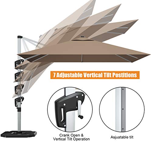 Tangkula 10 Ft Patio Offset Cantilever Umbrella, Outdoor 360 Degree