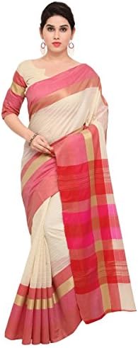 Aksaa Fashion Women's Indian Off-White Cotton Woven Saree , Sari