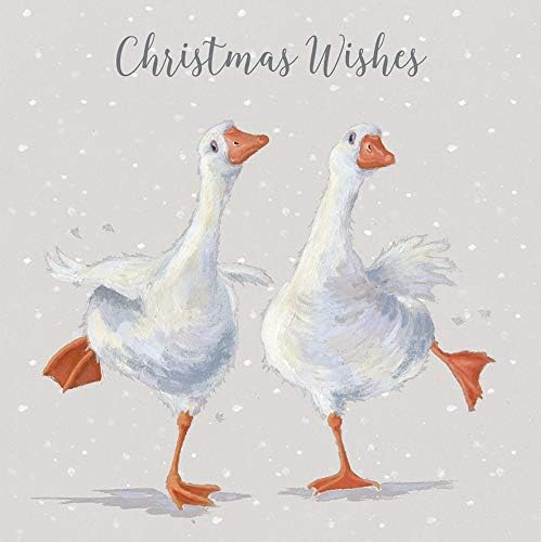 Wrendale Designs by Hannah Dale - Dancing On Ice - Luxury Christmas Card Set - Pack of 8, metallic, 15cm x 15cm