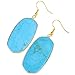 SUNYIK Women's Blue Howlite Turquoise Oval Dangle Earrings Gold Plated