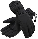 Simplicity Women's Waterproof 3M Thinsulate Winter Ski Gloves,Black Solid,S