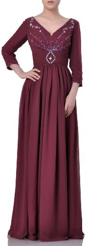 Chiffon Special Occasion Natrual V-neck A-line Long Sleeve Mother of the Bridal Dress, Color Olive Green ,Customized