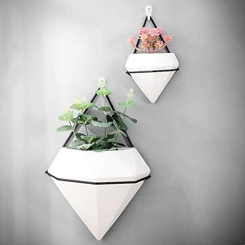 Samtlan Decorative Vase Ceramics Flower Pot White Potted Plant Flower Holder for Wall Hanging Decoration (Color : 2)