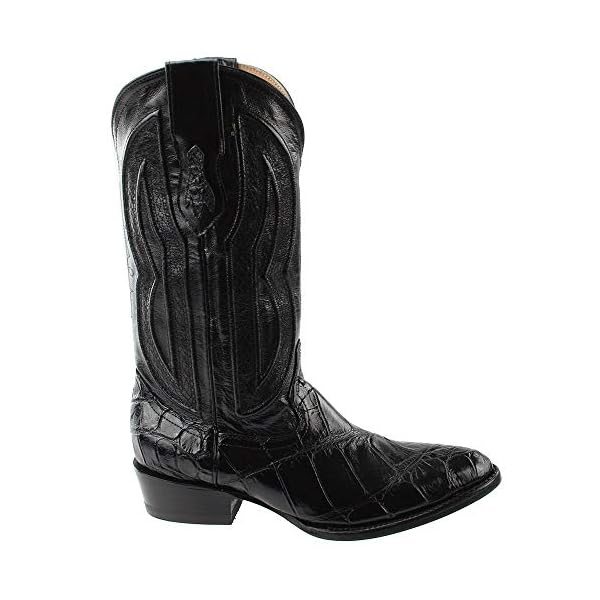 Ferrini Mens Black Leather Alligator Belly R-Toe Stallion Cowboy Boots 11 D - Image 3
