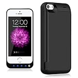 iPhone 5 / 5S / 5C / SE Battery Case,TQTHL Update [4800mAh] External Battery Backup Protective Charger Case for iPhone 5 / 5S / 5C / SE (Built-in USB Output Power Bank) LED Indicator Light - Black