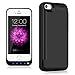 iPhone 5 / 5S / 5C / SE Battery Case,TQTHL Update [4800mAh] External Battery Backup Protective Charger Case for iPhone 5 / 5S / 5C / SE (Built-in USB Output Power Bank) LED Indicator Light - Black
