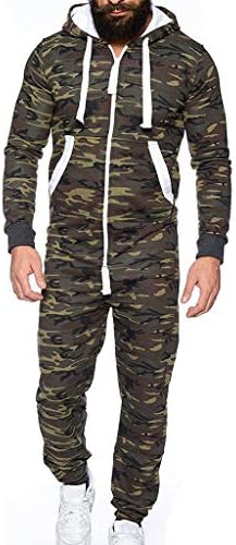 shijiazhuangxingxinjiaju Men's Xmas Autumn Winter Casual Hoodie Print Christmas Zipper Print Jumpsuit