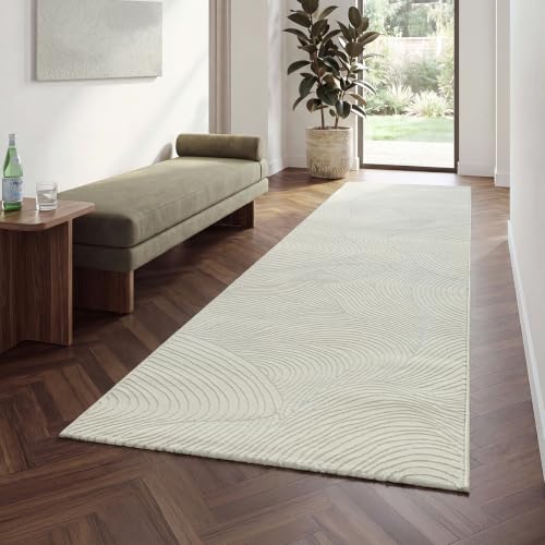 the carpet Mila Teppich – moderner Kurzflor Wohnzimmerteppich mit 3D Hoch-Tief-Effekt, Glanzeffekt & weicher Oberfläche, Fußbodenheizung geeignet, Cre