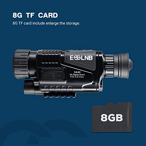 ESSLNB Night Vision Monocular 5X40 Night Vision Infrared Scope HD Digital Vision Scope Take Photos and Video Playback 1.5" LCD with TF Card for Hunting Security Surveilla