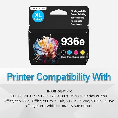 936XL 936e Ink Cartridges Compatible with HP OfficeJet Pro 9125e 9120e 9730e 91309135e 9122e 9128e 9110b 9120b9130b 9130e(KCMY)