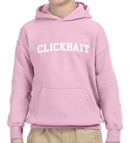 New Way 818 - Youth Hoodie Clickbait Funny Humor Parody Unisex Pullover Sweatshirt XL Light Pink