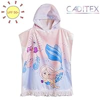 CADITEX Toddler Hooded Beach Bath Towel - Kids Hooded Bath/Beach Towel Girls Boys Cute Cartoon Animal Full Vitality (Dream Catcher Mermaid)