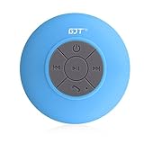 GJT Wireless Bluetooth Waterproof Portable Shower Speaker 3.0 with Built-in Mic and Suction Cup - Blue