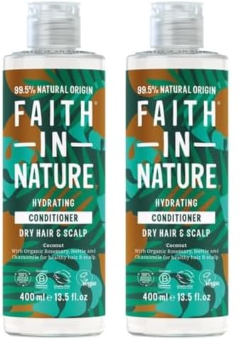 Faith In Nature Natural Coconut Conditioner, Hydrating, Vegan & Cruelty Free, No SLS or Parabens, Normal to Dry Hair, 400ml (Pack of 2)