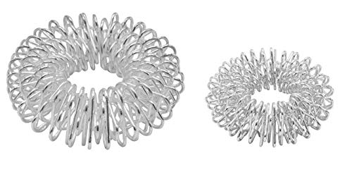 chi-enterprise - Premium Massage Ring Set for the Finger | Anti-Stress Ring | Acupressure Ring - Anxiety Ring | Contents: 2x Anti-Stress Rings Silver (Large & Small)