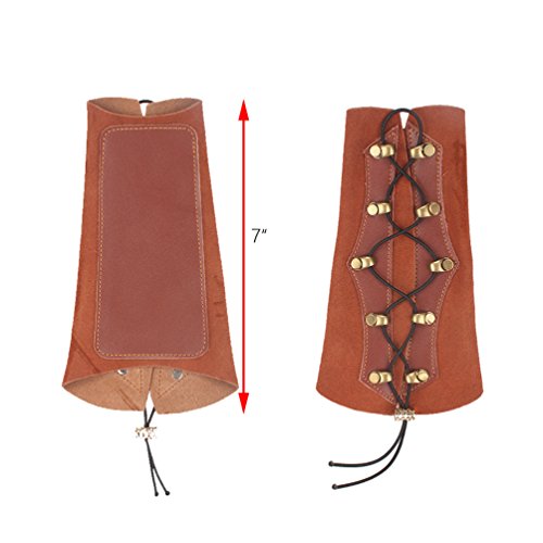 XTACER 7" Adult Unisex Traditional Arm Protector Guard, Protect Arm for Shooting Hunting Archery Right or Left Hand Shooters (Brown-Leather)