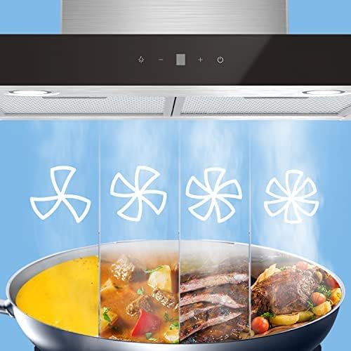 Cappa Aspirante 60 cm Classe A+++ TSHM77SS-60 650m³/h Acciaio Inossidabile Cappa Cucina con LED, Sistema di Ricircolo e Canalizzazione e Ciltri a Carbone