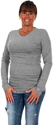 Women's Long Sleeve Layering Under Scrub T-Shirt in 8 Great Colors (MEDIUM, HEATHER GREY)