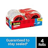 Scotch Heavy Duty Shipping Packaging Tape, 4 Rolls with Dispensers, 1.88" x 54.6 Yards, 3" Core, Clear, Great for Packing, Shipping & Moving (3850-4RD)