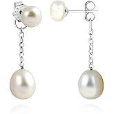 925 Sterling Silver Freshwater Pearl Dangle Earrings - Perfect for Women and Teen Girls, Handmade 925 Sterling Silver With Natural Freshwater Pearl by Dominerva