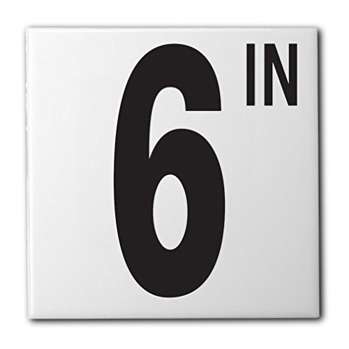 Ceramic Swimming Pool Waterline Depth Marker "6 IN" Smooth Finish, 5 inch Font