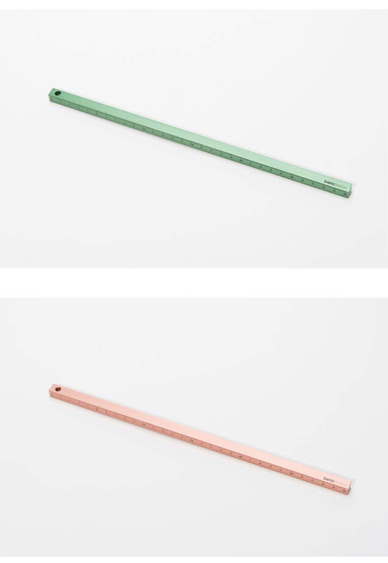 Bela\'s Square Ruler, Aluminum Ruler, Measuring and Drawing Tool, 30 cm Metal Ruler Creative Birthday Gift for Boys, Children and Women (Red)