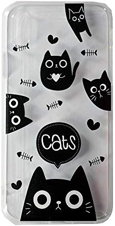 iPhone Xs Max Case Crystal Clear Transparent Soft TPU Bumper Anti-Scratch Cute Soft Skin Silicone Protective Cover Cats