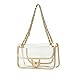 Lam Gallery Womens Clear Purse Handbags NFL Stadium Approved Clear Bags for Football Games Turn Lock Chain Shoulder Crossbody Bags Transparent PVC Vinyl Plastic Bag See Through Bag for Work Gold