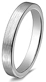 3mm Brushed Pipe Design Tungsten Ring Comfort Fit Engagement Wedding Band for Women, Comes with Free Ring Box