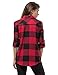 Women's Plaid Flannel Shirt Red & Black Checkered Long Sleeve Cotton Shirts L