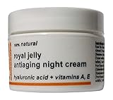 GOLDEN SUNDROPS, ROYAL JELLY, ANTIAGING, NIGHT CREAM, (1.5 OZ), WITH, HYALURONIC ACID, VITAMIN A, VITAMIN E, ROSE HIP OIL, AND, KOKUM BUTTER, HEALING, SKIN, AGENTS, MOISTURIZES, DECREASES, FINE, LINES, REDUCES, WRINKLES, BEST, FOR, DRY, COMBINATION DRY, AGING, IRRITATED, SENSETIVE, SKIN, FACE, AND, NECK, 1.5 OZ / 42 G, MADE IN THE USA.
